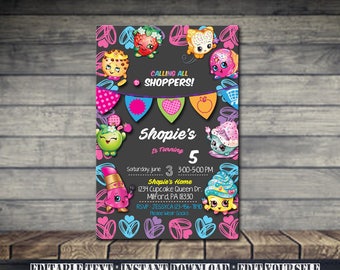Shopkins Invitation,Shopkins Birthday,Shopkins Birthday Invitation,Shopkins Party,Shopkins Editable,Invitation Editable-SL37