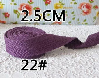 2.5 cm wide cotton webbing - purple