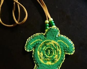 Beaded Turtle Medallion