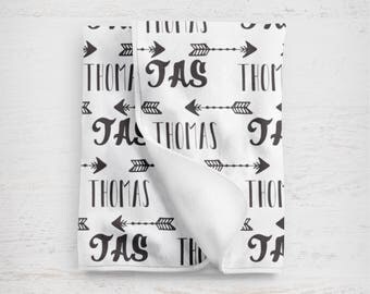 Arrows Personalized Baby Blanket, Baby Swaddle Blanket, Name Blanket, Custom Baby Blanket for Baby Boy or Baby Girl, Kids Snuggle Blanket