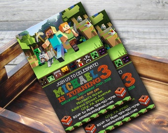 Mine Themed Invitation,Mine Themed Birthday,Mine Themed Birthday Invitation,Mine Themed Party,Mine Themed Birthay Party-NR121