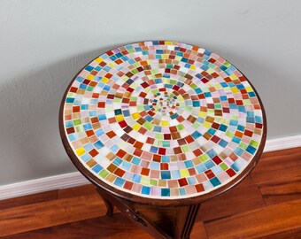 Mosaic stained glass side table.