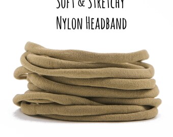 TAN nylon Headband, Wholesale baby headband, Nylon elastic headband, Wholesale Spandex headband, Skinny stretchy nylon headband