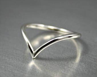 ON SALE TODAY Sterling Silver Chevron Ring, Pointed Ring Design