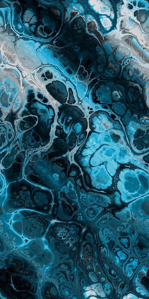 Teal Blue Grey Lightening Strikes Artist Made Crepe de Chine Fabric Fiber Art Apparel Sheer Home Decor