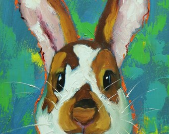 Rabbit painting 75 12x16 inch original oil painting by Roz