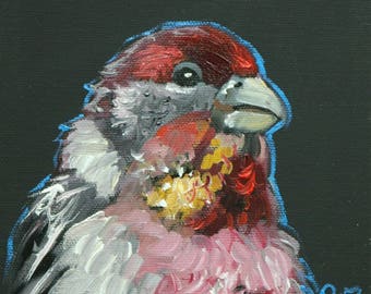 Bird painting 285 6x6 inch portrait original bird oil painting by Roz