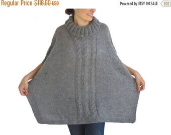 50% CLEARENCE Plus Size Over Size Dark Gray Mohair Poncho - Pelerine