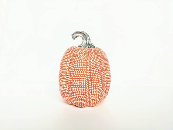 Painted Pumpkin orange and white decorative pumpkin art