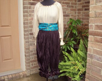 Piret wench knickers, blouse and sash, fancy pirate wench, renaissance character One of a Kind