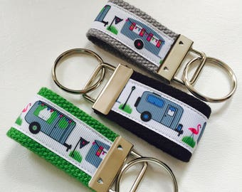 Airstream Keychain Key Fob Airstream camper Keychain Wristlet Key Holder Airstream KEYFOB Mini Key FOB Vintage Camper Camping Gift Thank You