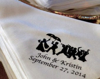 Second Line handkerchiefs Starting at 1.01 hankies hanky napkins New Orleans Wedding personalized customized parade Black, names/dates