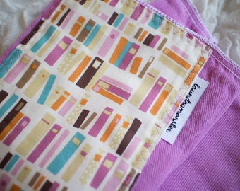 baby burp cloth - Read me a story orchid pink books hand dyed burp cloth