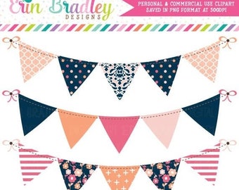 80% OFF SALE Primary Colors Bunting Clipart Graphics Instant