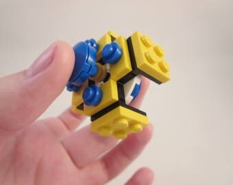 Fidget Spinner Toy Rosary Made of Lego® Bricks - Blue Yellow and Black Lego Fidget Spinner - Small Hands Lego Spinner - Stress Reliever Toy