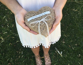 Ring Bearer Pillow - new 2017 medium size 6 inches - reuse as small wall hanging-wedding ring pillow, Wedding Party, Wedding Ceremony, eco