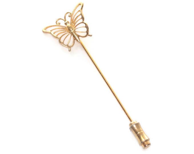 Beau Sterling Butterfly Stickpin Vermeil Gold Wash Finish Vintage