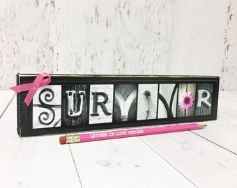 Cancer Survivor Gift, Survivor Sign, Breast Cancer Survivor Gift, Pink Cancer Ribbon Sign, Cancer Sign, Cancer Awareness, Encouragement Gift