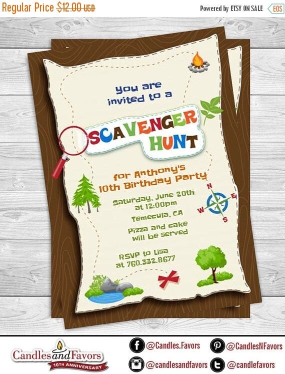 Sale Scavenger Hunt - Printable Birthday Party Invitations Il_570xn