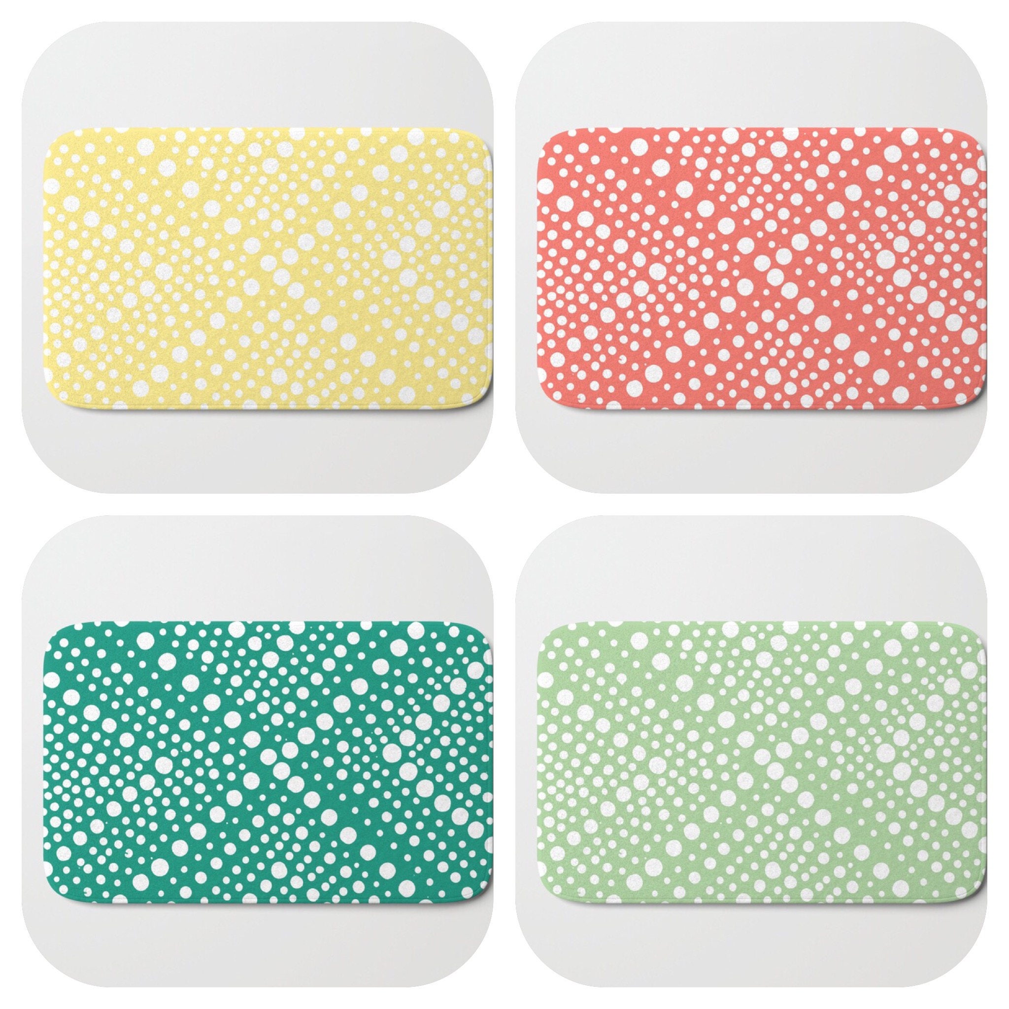 Bath Mat Yellow Bath Mat Green Bath Mat Bath Rug Coral