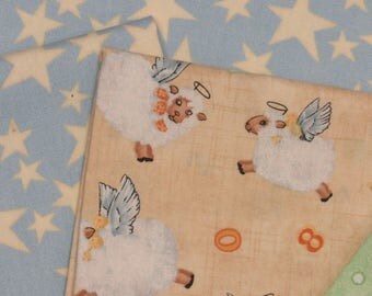 Angel Lamb Baby Quilt Kit-Fast-Easy-Soft Colors-Browns-Blues-Greens-Perfect for any Little Baby Boy Arrival!