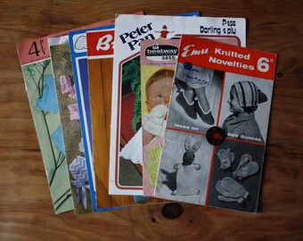 Lot of vintage childrens and babies knitting patterns for accessories