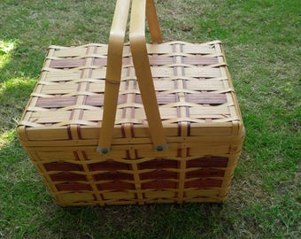 Mid-Century Bamboo Picnic Basket