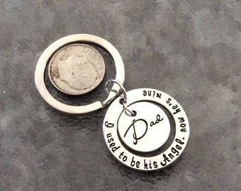 1 - Dad, I used to be his Angel now he's mine keychain, Dad Angel, add birthstones, Father's Day, Grief key chain, losing Dad jewelry