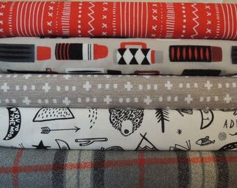 Rag Quilt Kit, Red, Black Grey, Camping, Bear, Personalized, Fun Fast and Easy, Bin A, Sewing Available