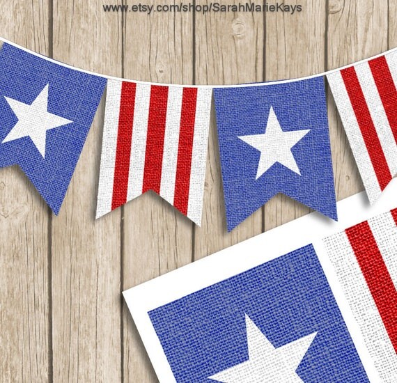 INSTANT DOWNLOAD Printable American Flag Banner on 8x11 300