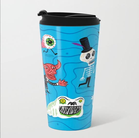 The Halloween Parade - Metal Travel Mug 15Oz - by Oliver Lake iOTA iLLUSTRATiON