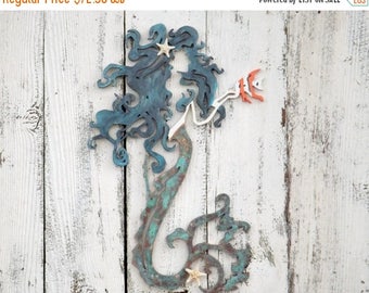 ON SALE VERDIGRIS Mermaid Wall Art / Mermaid Wall Decor /Unique Mermaid Decor / Nautical / Fantasy / Beach Decor/ Mermaid