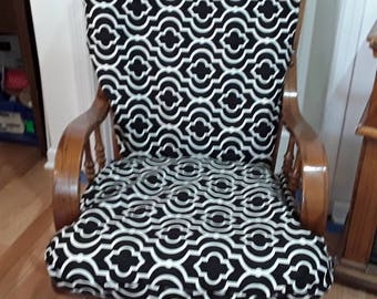 Glider Rocker Slip Cover For Your Glider Cushions - Black white Modern Designer Fabric
