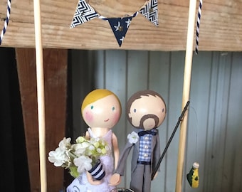 Custom Clothespin Doll Wedding Cake Topper - Handmade just for you!