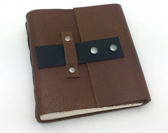 Brown Leather Sketchbook, Journal, In Stock, 5 x 4 1/2 inches