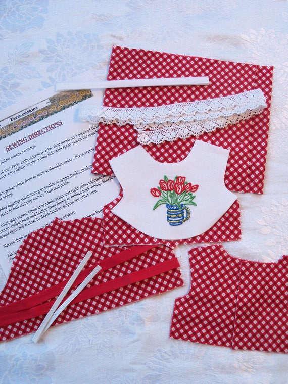 18" Size/ Complete SEWING KIT to Make Dress With Embroidered Overlay for 18" American Girl Dolls