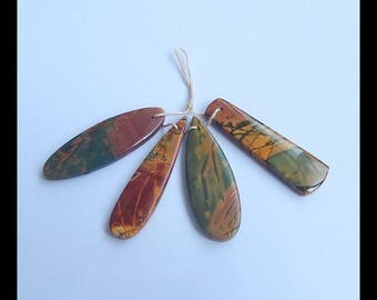 4 PCS Multi Color Picasso Jasper Pendant Beads Set,42x11x4mm,40x12x4mm,13.8g(g0472)