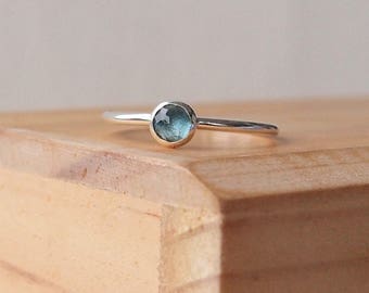 Sale - London Blue Topaz Ring - London Blue Topaz Silver Ring - Teal Gemstone Ring in Sterling Silver - November Birthstone Ring