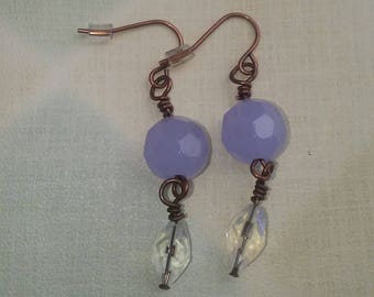Ayla's Bead Creations lilac purple copper dangle earrings