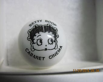 ANTIQUE Awesome BETTY BOOP White & Black'Cabaret Cinema' Marble Shooter Size...Excellent Condition