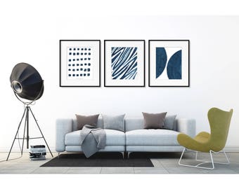 Set of 3 wall art. Minimalist Art Set. Abstract art prints. Set of 3 prints. Blue art Print set. Minimalist Wall art. Painting set