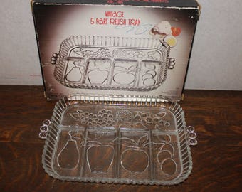 Vintage Indiana Glass 5 Part Relish Tray New with Box