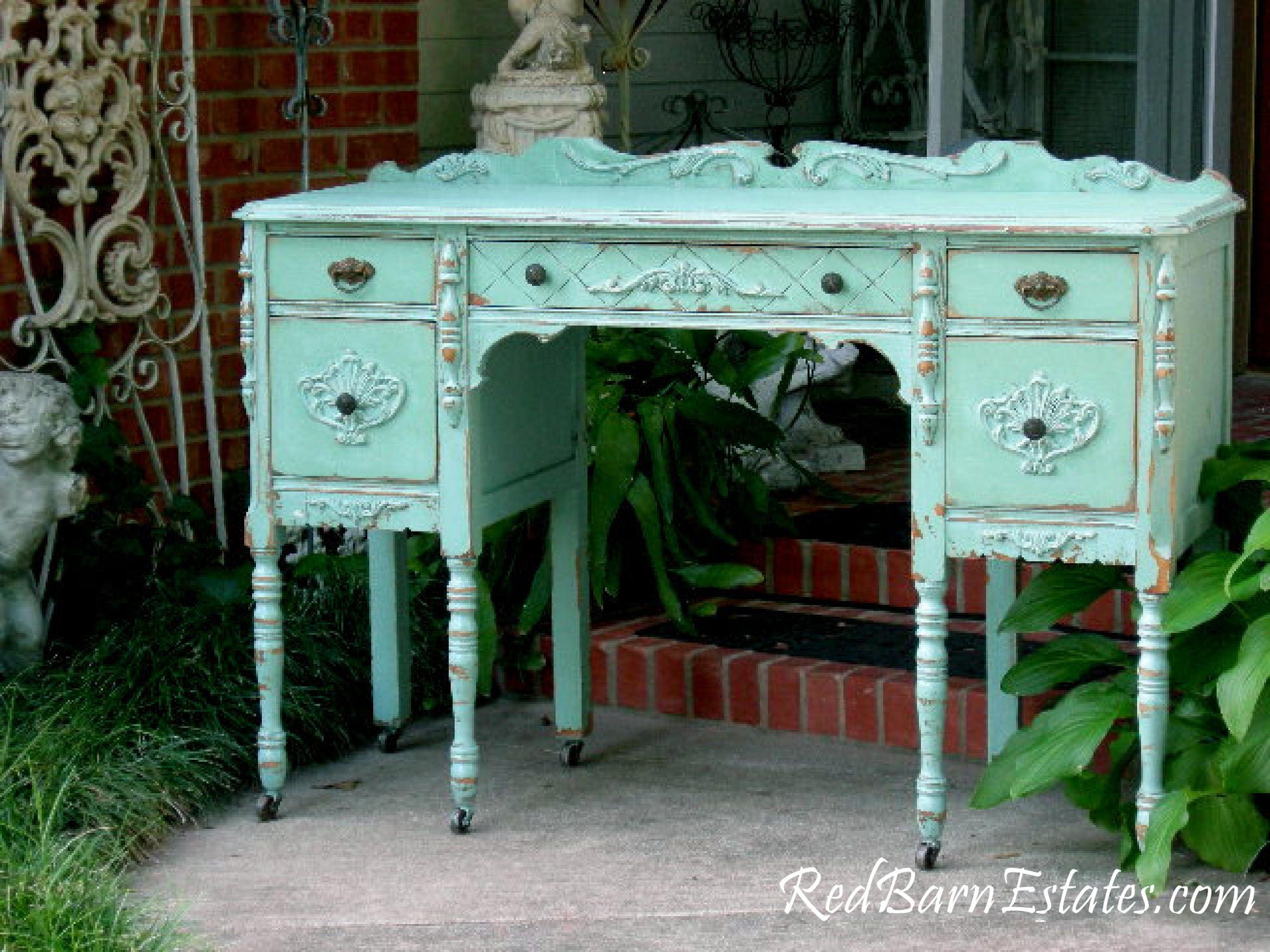 CUSTOM Shabby Chic Antique DESK Not New Is Solid Wood