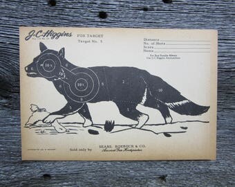 Vintage J.C. Higgins Shooting Target FOX Target Paper Target No.5 Sears Shooting target Vintage rifle target - Hunting target Rustic Decor