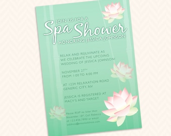 Lotus Flower Spa Themed Bridal Shower Invitation Lotus Flower Spa Themed Bridal Shower Invitation
