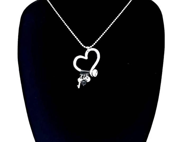 Silver chain necklace, heart necklace, Necklace for women, women necklace, women jewelry, uno de 50 jewelry, long necklace, charm necklace