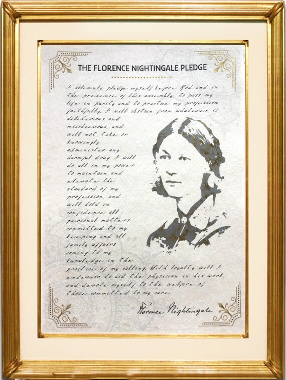 Florence Nightingale Pledge Nurse Oath RN Graduation Gold Foil