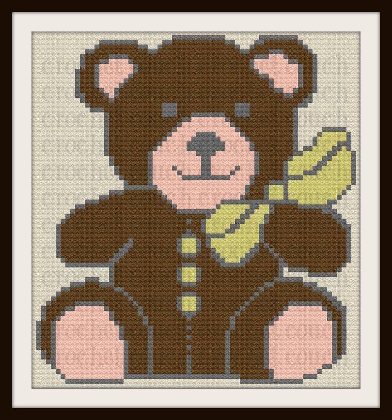 Teddy Bear Afghan, C2C Graph, Crochet Pattern, Written Word Chart