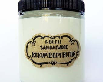 NEROLI & SANDALWOOD Kokum Body Butter - Moisturizing Cream - Natural and Vegan - Bright, Uplifting Scent