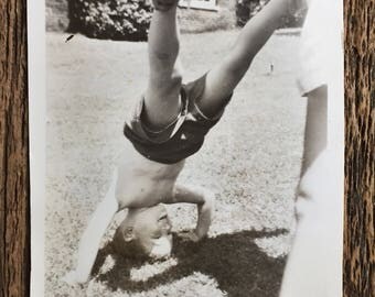 Original Vintage Photograph Headstand Support